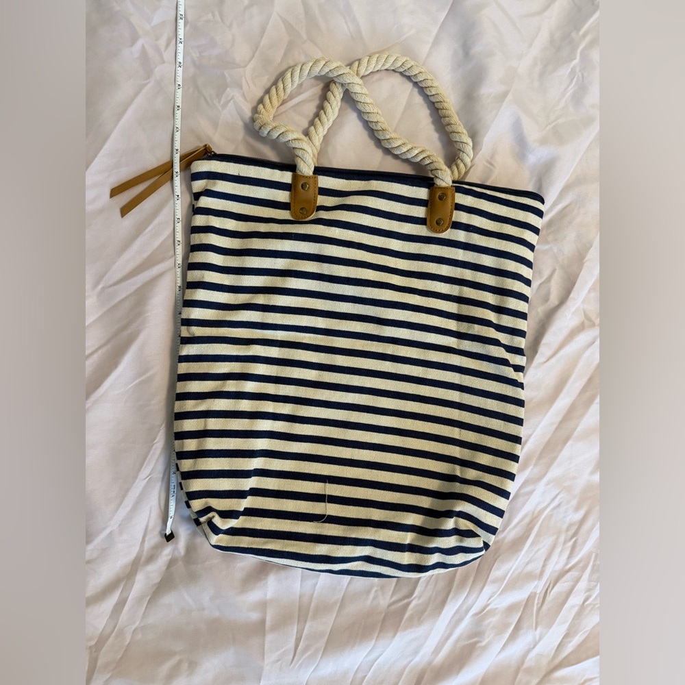 Summer & Rose Navy and White Striped Tote